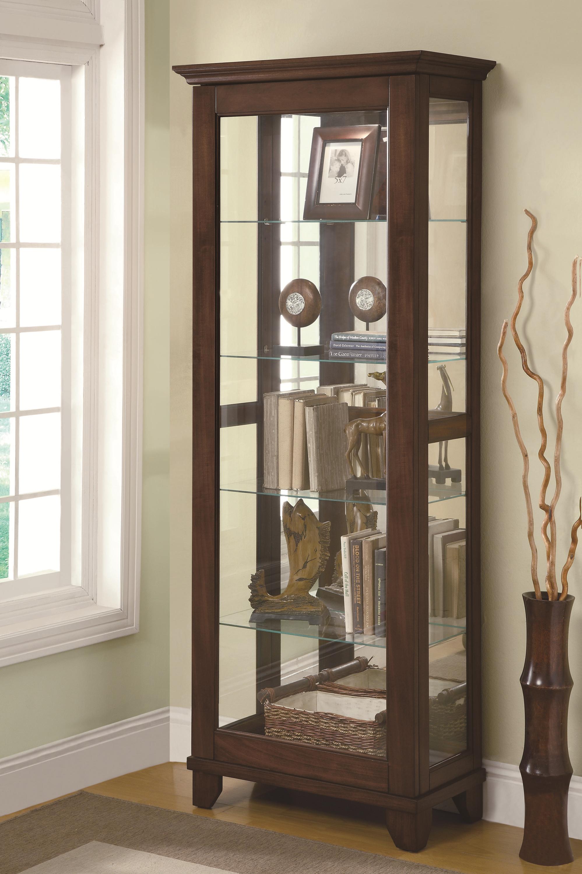 Coaster Curio Cabinets 950187 5 Shelf Curio Cabinet With Mirrored Back 